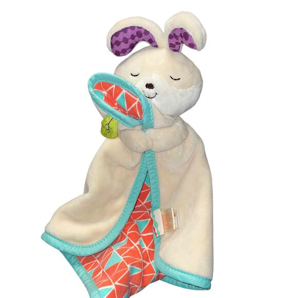 My B Toys Lovey Plush Bunny Rabbit Security Blanket Crinkle Leaf Baby Nursery - Picture 4 of 13